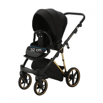 ADAMEX Kočík kombinovaný Belissa Special Edition Black/Gold + KIDDY Evoluna i-size 2 + základňa