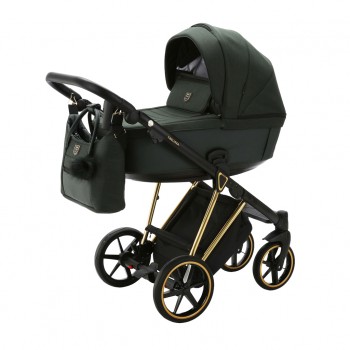 ADAMEX Kočík kombinovaný Belissa Special Edition Dark Green/Gold +KIDDY Evoluna i-size 2+základňa