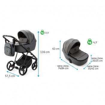 ADAMEX Kočík kombinovaný Blanc Standard Blue + KIDDY Evoluna i-size 2 + základňa