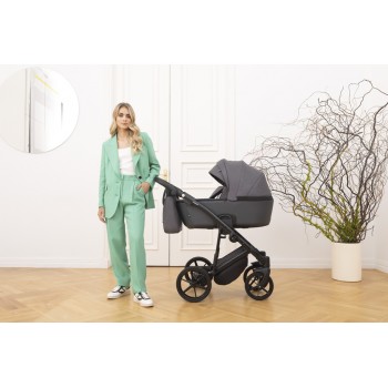 ADAMEX Kočík kombinovaný Mobi New Lux Black + KIDDY Evoluna i-size 2 + základňa