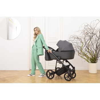 ADAMEX Kočík kombinovaný Mobi New Lux Black + KIDDY Evoluna i-size 2 + základňa