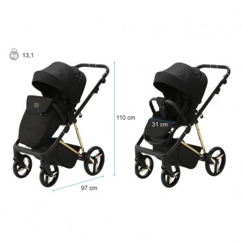 ADAMEX Kočík kombinovaný Quantum Special Edition Black/Gold + KIDDY Evoluna i-size 2 + základňa