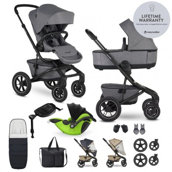 EASYWALKER Kočík kombinovaný Jimmey Iris Grey XXL AIR + RWS + KIDDY Evoluna i-size 2 + základňa