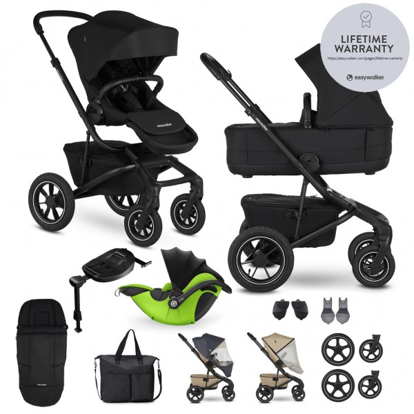 EASYWALKER Kočík kombinovaný Jimmey Pepper Black XXL AIR + RWS + KIDDY Evoluna i-size 2 +základňa