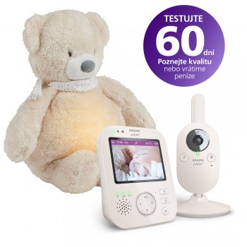 Philips AVENT Pestúnka detská video SCD891/26+NATTOU Uspávačik 4v1 Sleepy Bear Beige 0m++WW 60ks