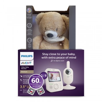 Philips AVENT Pestúnka detská video SCD891/26+NATTOU Uspávačik 4v1 Sleepy Bear Pale Brown 0m++WW 60k