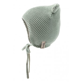 STERNTALER Čiapka pletená GOTS na zaväzovanie podšitá s uškami zelená uni veľ. 39 cm - 3-4 m