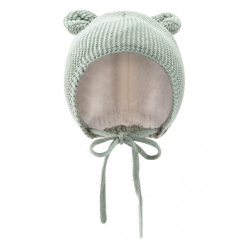 STERNTALER Čiapka pletená GOTS na zaväzovanie podšitá s uškami zelená uni veľ. 39 cm - 3-4 m