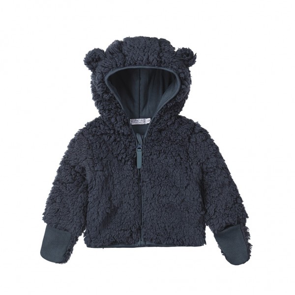 DIRKJE Mikina na zips s kapucňou prechodná Sherpa oceľová modrá chlapec veľ.80 DIRKJE Mikina na zips s kapucňou prechodná Sherpa oceľová modrá chlapec veľ.80