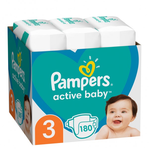 PAMPERS Active Baby plienky 3 (180 ks), 6-10 kg