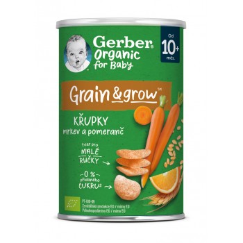 GERBER Organic chrumky s mrkvou a pomarančom 35 g, 10m+