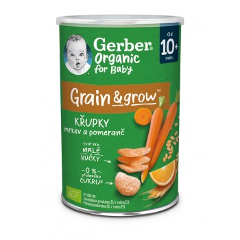 GERBER Organic chrumky s mrkvou a pomarančom 35 g, 10m+