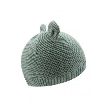 STERNTALER Čiapka pletená GOTS bavlnená s uškami zelená uni veľ. 47 cm - 9-12 m