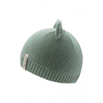 STERNTALER Čiapka pletená GOTS bavlnená s uškami zelená uni veľ. 47 cm - 9-12 m