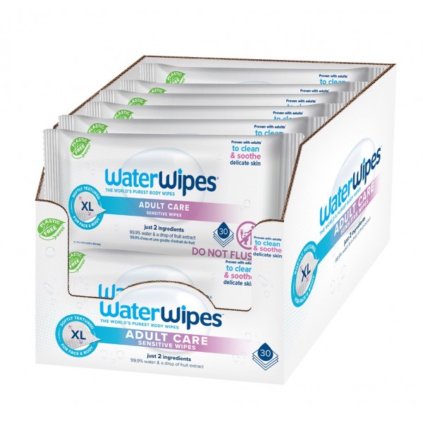 12x WATERWIPES Obrúsky vlhčené Adults bez obsahu plastů 30 ks ( 360 ks )