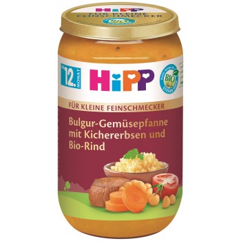 HiPP Malý gurmán BIO Bulgur so zeleninou a cícerom a BIO hovädzím mäsom 250 g, od 12.mesiaca