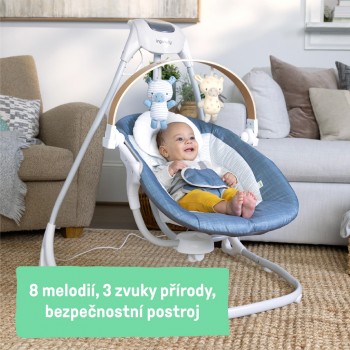 INGENUITY Hojdačka pohupujúca hudobná Chambray 0m+, do 9 kg