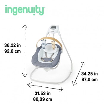 INGENUITY Hojdačka pohupujúca hudobná Chambray 0m+, do 9 kg