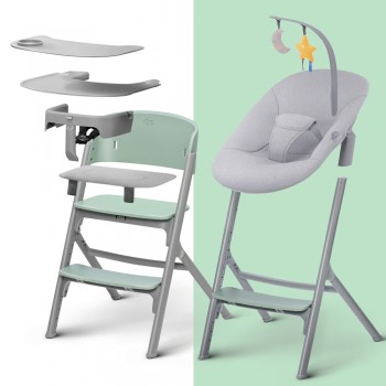 KINDERKRAFT SELECT Set jedálenská stolička Livy Aster Pink + lehátko Calmee, Premium