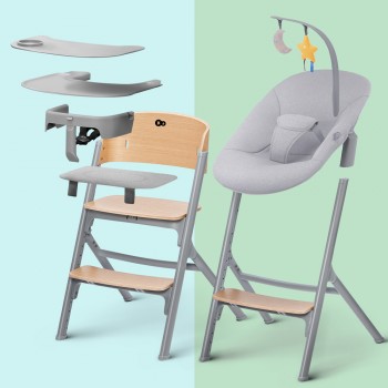 KINDERKRAFT SELECT Set jedálenská stolička Livy Oak + lehátko Calmee, Premium