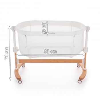 PETITE&MARS Postieľka detská polohovateľná s funkciou kolísky Glory 2v1 Mocha Beige