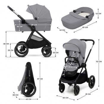 KINDERKRAFT Kočík kombinovaný Nea 2 2v1 Platinum Grey