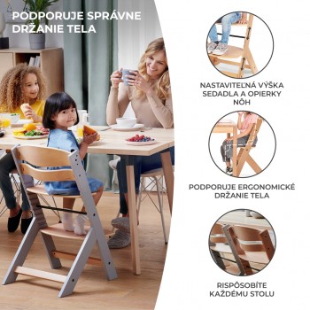 KINDERKRAFT Stolička jedálenská Enock White wooden, Premium