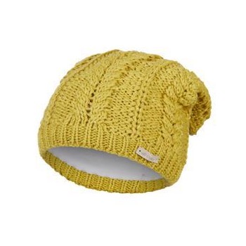 LITTLE ANGEL Čiapka pletená spadnuté vrkôčik Outlast® vel.5, 49-53 cm horčica lesk