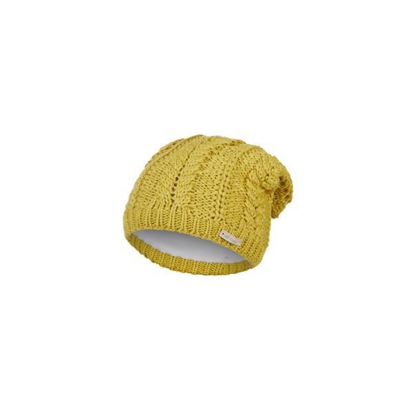 LITTLE ANGEL Čiapka pletená spadnuté vrkôčik Outlast® vel.5, 49-53 cm horčica lesk