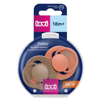 LOVI Cumlík silikónový dynamický Prime 18m+ 2ks Granola/Orange