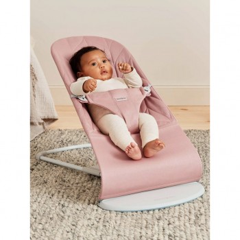 BABYBJÖRN Lehátko Bliss Dusty pink Petal Woven, svetlá šedá konštrukcia