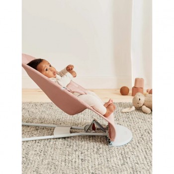 BABYBJÖRN Lehátko Bliss Dusty pink Petal Woven, svetlá šedá konštrukcia