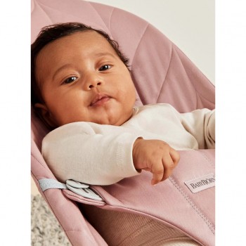 BABYBJÖRN Lehátko Bliss Dusty pink Petal Woven, svetlá šedá konštrukcia