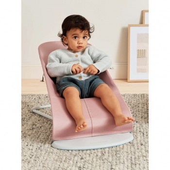 BABYBJÖRN Lehátko Bliss Dusty pink Petal Woven, svetlá šedá konštrukcia