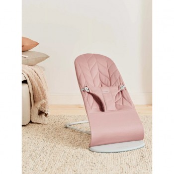 BABYBJÖRN Lehátko Bliss Dusty pink Petal Woven, svetlá šedá konštrukcia