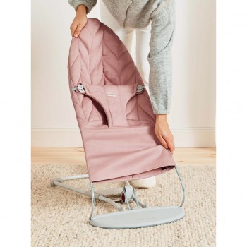 BABYBJÖRN Lehátko Bliss Dusty pink Petal Woven, svetlá šedá konštrukcia