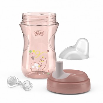 CHICCO Hrnček Advanced so slamkovým náustkom pink, 12m+