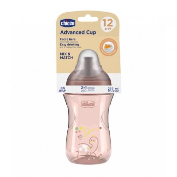 CHICCO Hrnček Advanced so slamkovým náustkom pink, 12m+