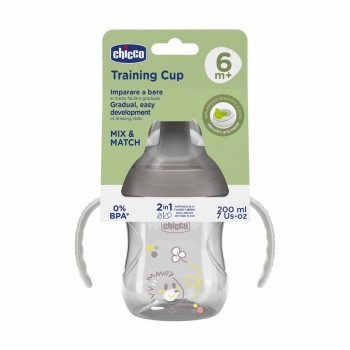 CHICCO Hrnček Training s držadlami grey, 6m+