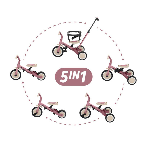 PETITE&MARS Trojkolka multifunkčná 5v1 Turbo Dusty Rose