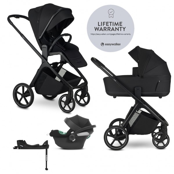 EASYWALKER Kočík kombinovaný Zoey Pure Black + CYBEX Aton B2 i-Size + základňa