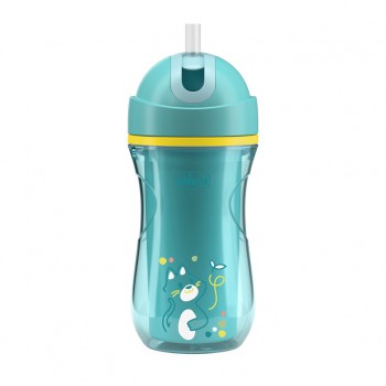 CHICCO Hrnček Sport so slamkou teal, 14m+