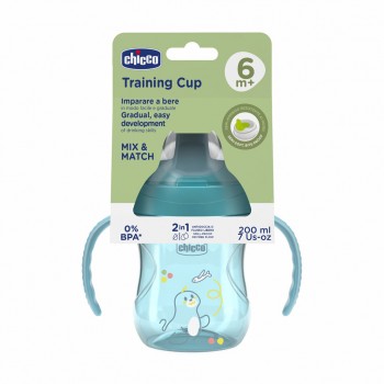 CHICCO Hrnček Training s držadlami teal, 6m+