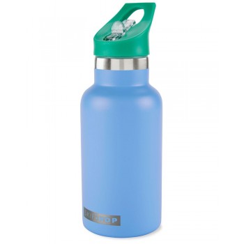 SKIP HOP Fľaša s nálepkami so slamkovým náustkom nerezová modrá 380 ml, 4r+