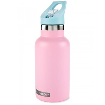 SKIP HOP Fľaša s nálepkami so slamkovým náustkom nerezová ružová 380 ml, 4r+