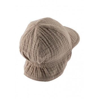 STERNTALER Čiapka mušelínová so šiltom a ochranou krku na zaväzovanie hnedá uni-37 cm-2-3 m
