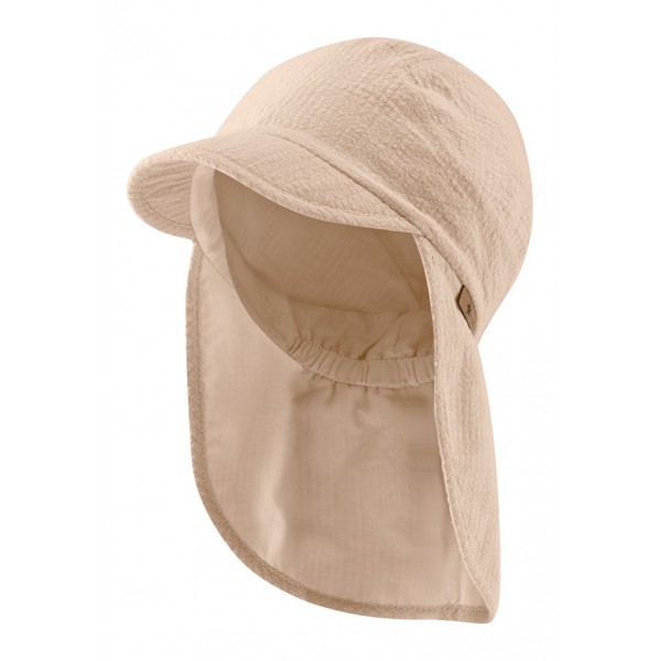 STERNTALER Čiapka mušelínová so šiltom a ochranou krku s UV filtrom 30 hnedá uni-51 cm-18-24 m