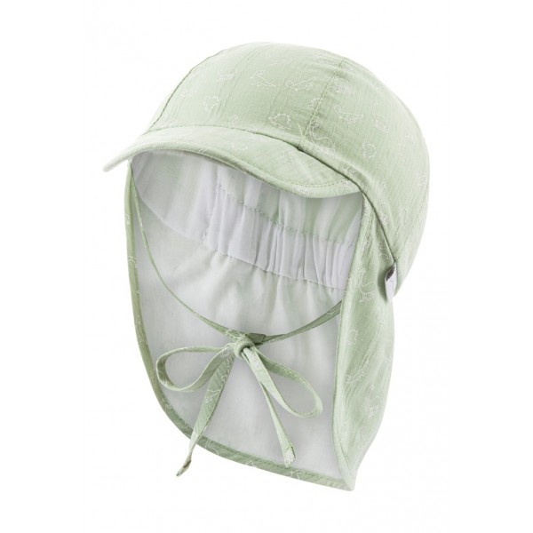 STERNTALER Čiapka so šiltom a ochranou krku na zaväzovanie s UV filtrom 30 zelená chlapec-47 cm-9-12