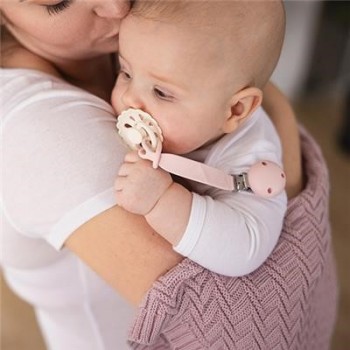 BABYONO Klip na cumlík silikónový - ružový