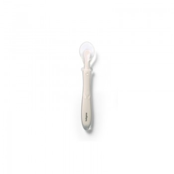 BABYONO Lyžička silikónová - beige 6m+
